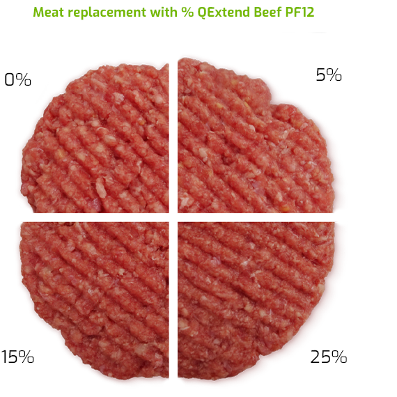 Meat replacement with % QExtend Beef PF12