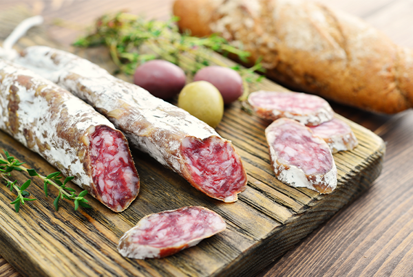 Using fiberized animal protein to replace meat and fat in salami